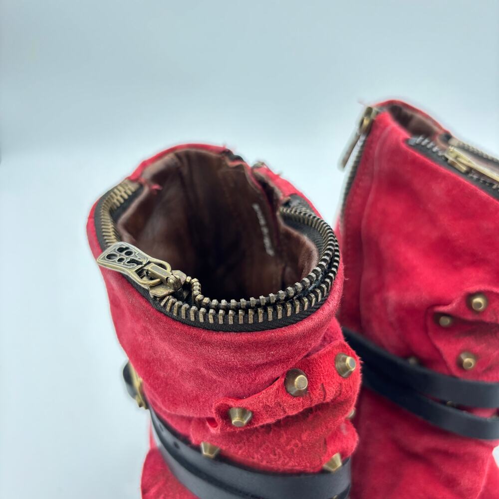 A.S.98 Hercegovina Buckle Zip Studded Suede Boots Women's 39 US 9 - Picture 11 of 14